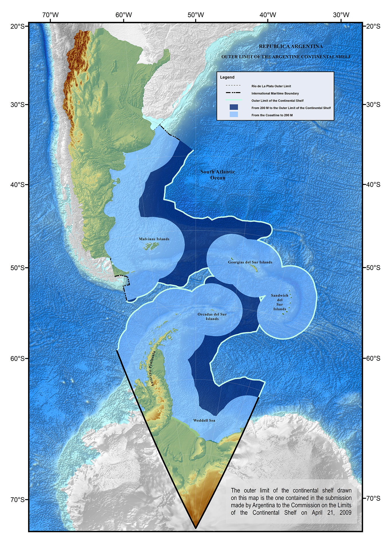 Continental Shelf Map Comisión Nacional del Limite Exterior de La Plataforma Argentina